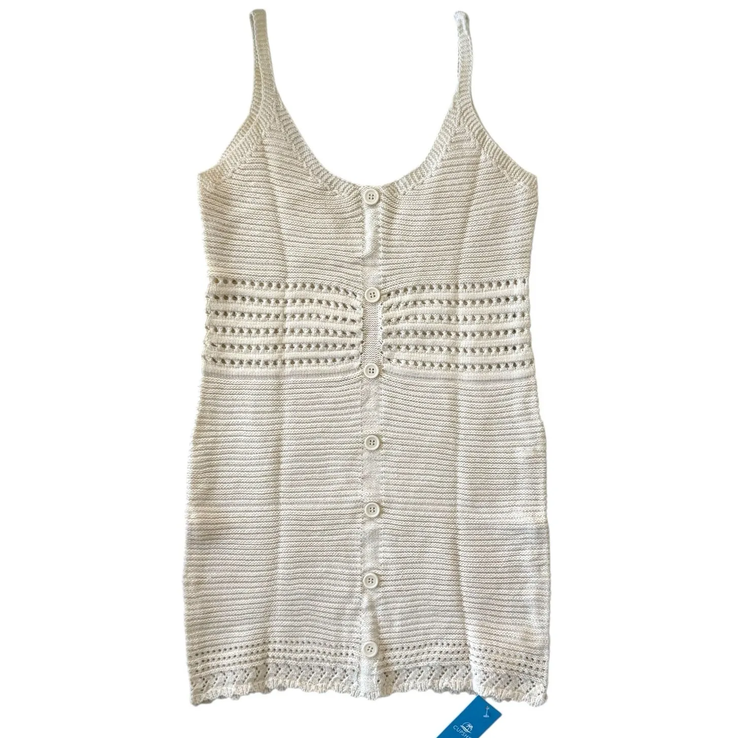 Cupshe Sand Ribbed Bodycon Beach Dress Crochet Size Small Knitwear NWT - Image 4