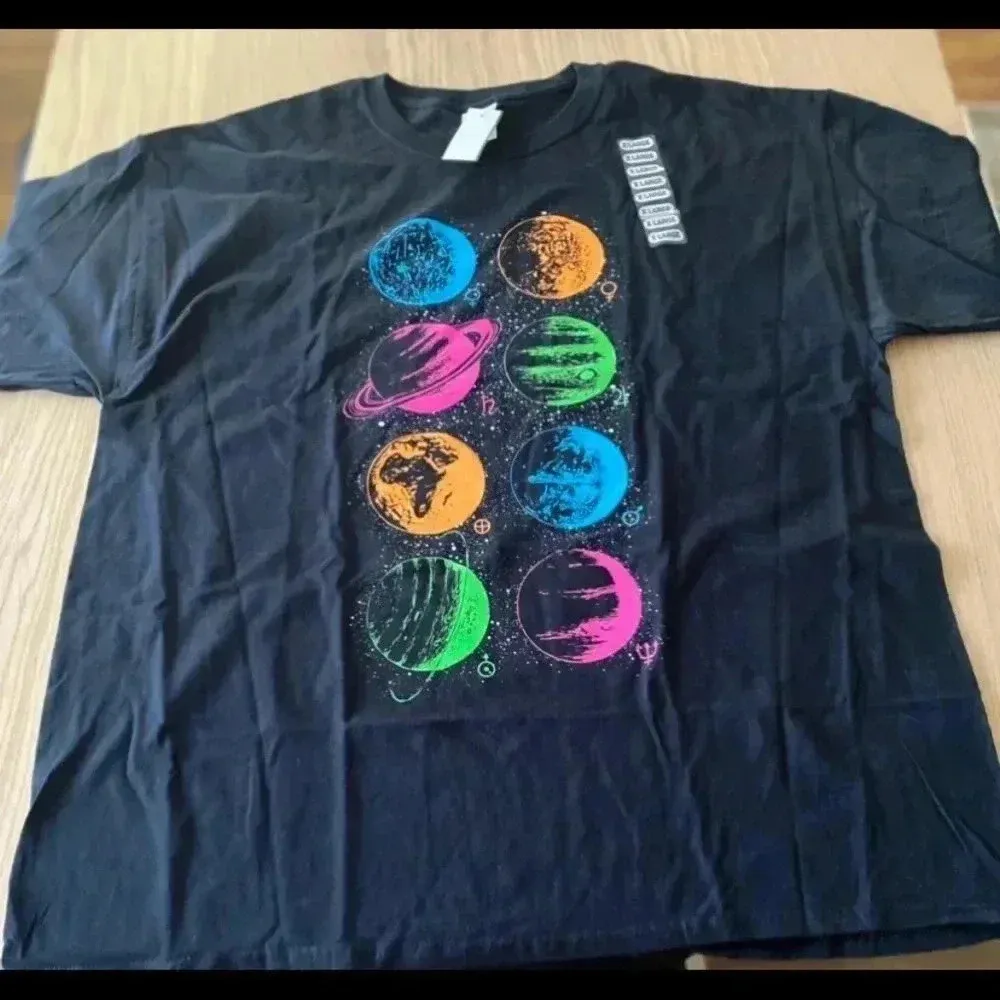 🆕 Colorful Solar System Planets Space Tee XL🆕 Black Size undefined - Image 3