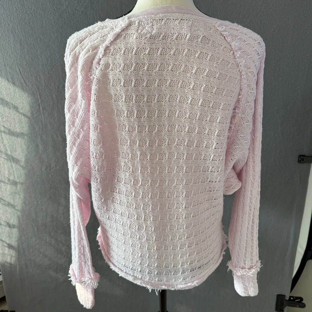 We The Free Boho Soft Pink Knit‎ V-Neck Sweater 100% cotton size extra small - Image 6