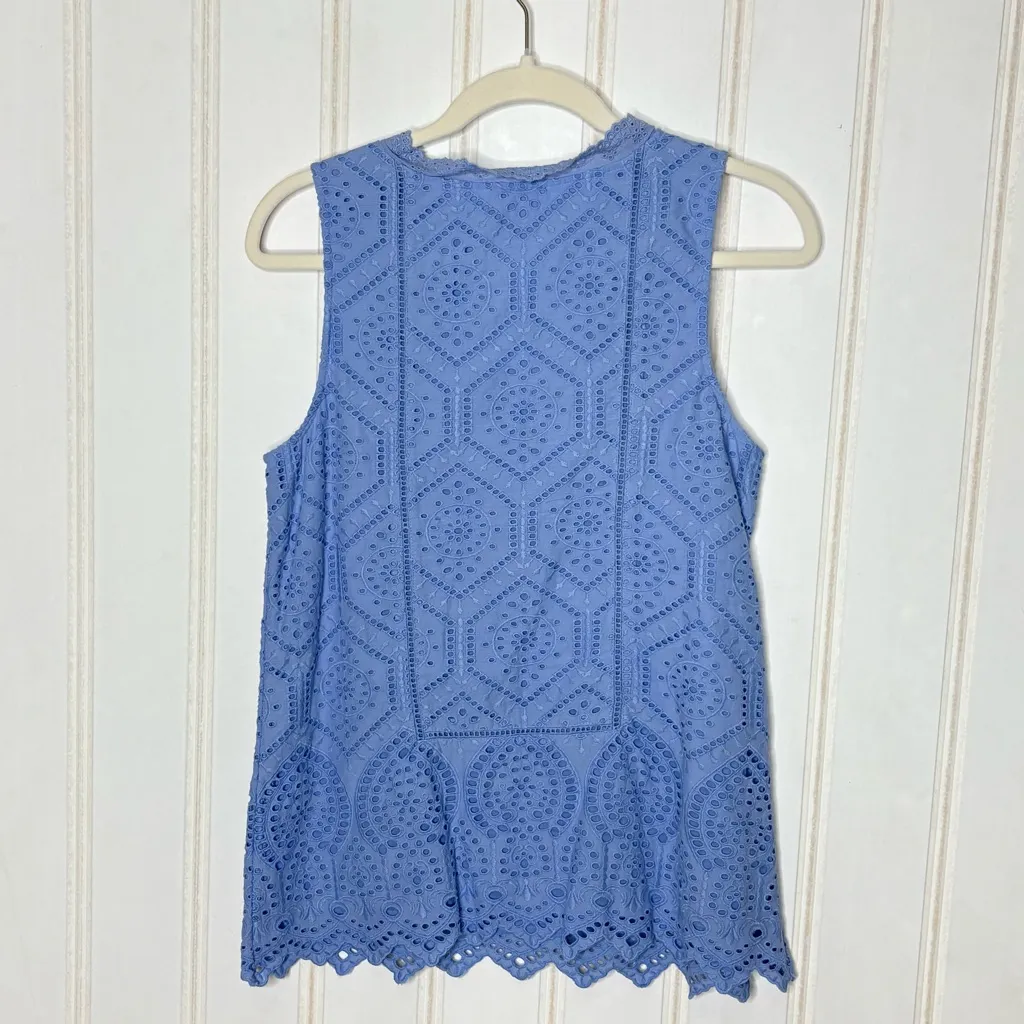 Sundance Sebilla Top Crochet Eyelet Tank Blue XS 374 - Image 7