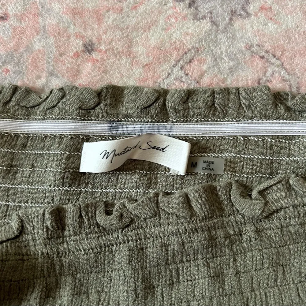 Olive Green Smocked Skirt - Image 2