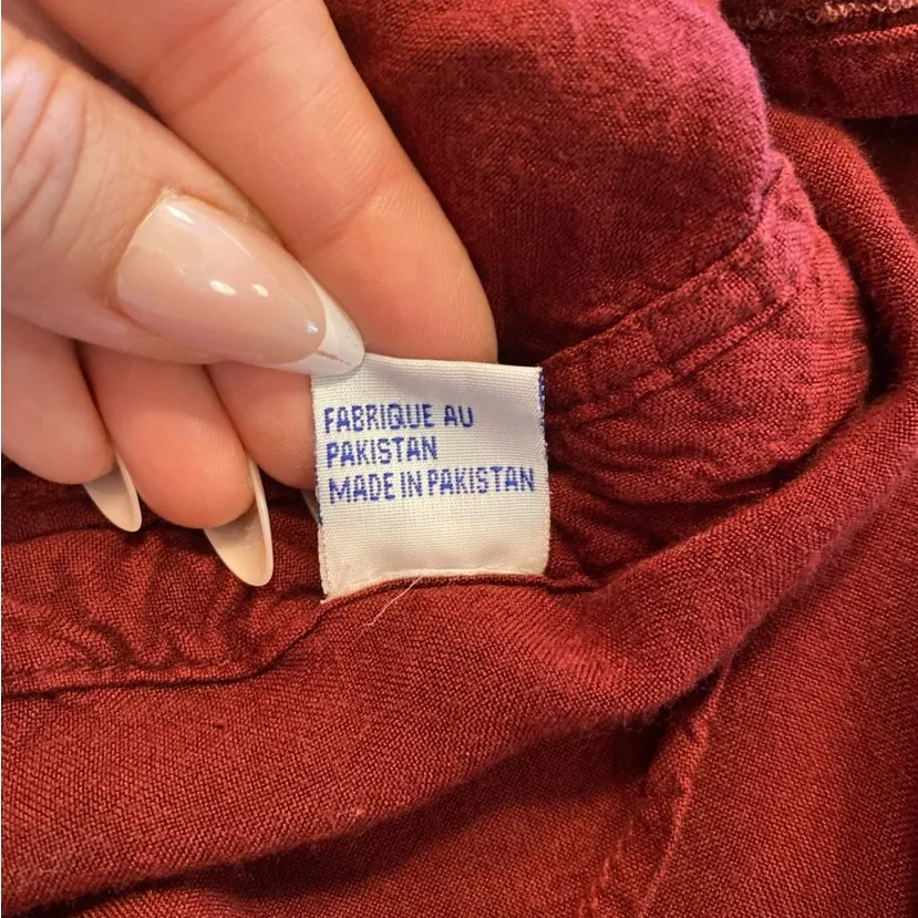 VTG cotton house 90s whimsigoth burgundy embroidered top boho western goth Fall Red Size XL - Image 7