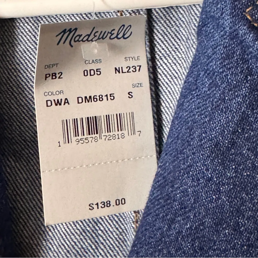 MADEWELL Double Breasted Denim Blazer Jacket  Blue Wash Sz S  NWT - Image 6