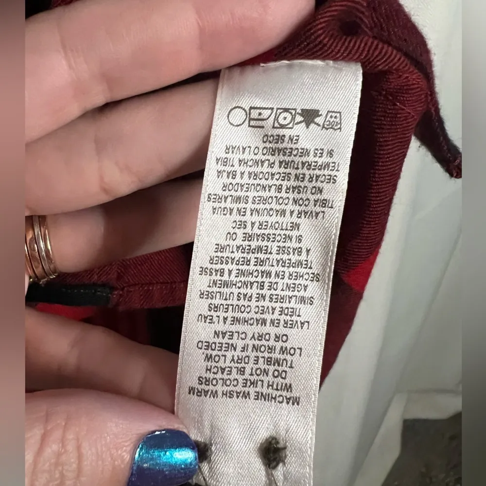 FRAME Buffalo Plaid Red and Black Button Up Long Sleeve Shirt Dress XS - Image 10