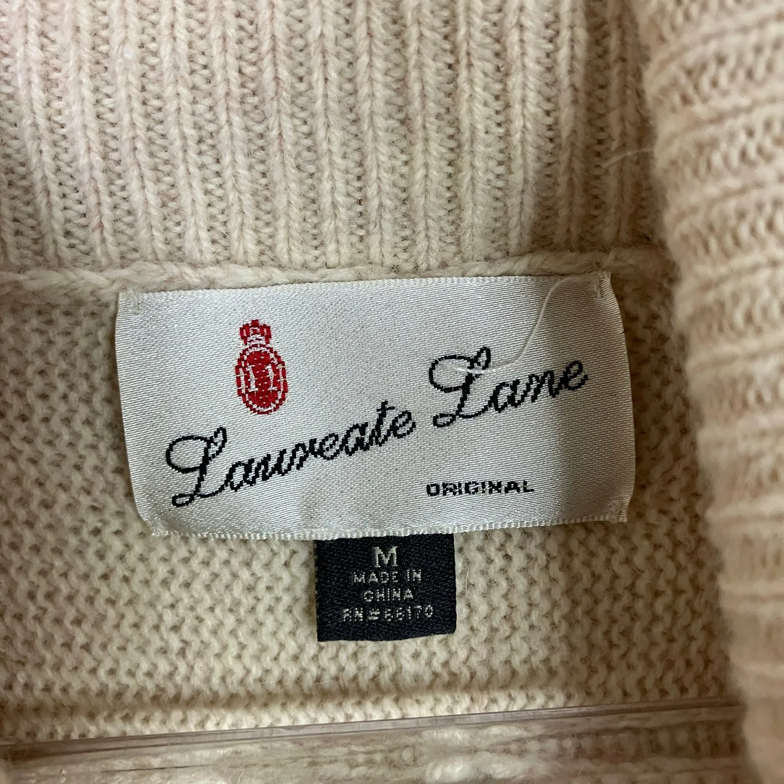 Anthro Laureate Lane | Sweater Dress Wool Angora Blend Beige Knit Womens Medium Tan - Image 4