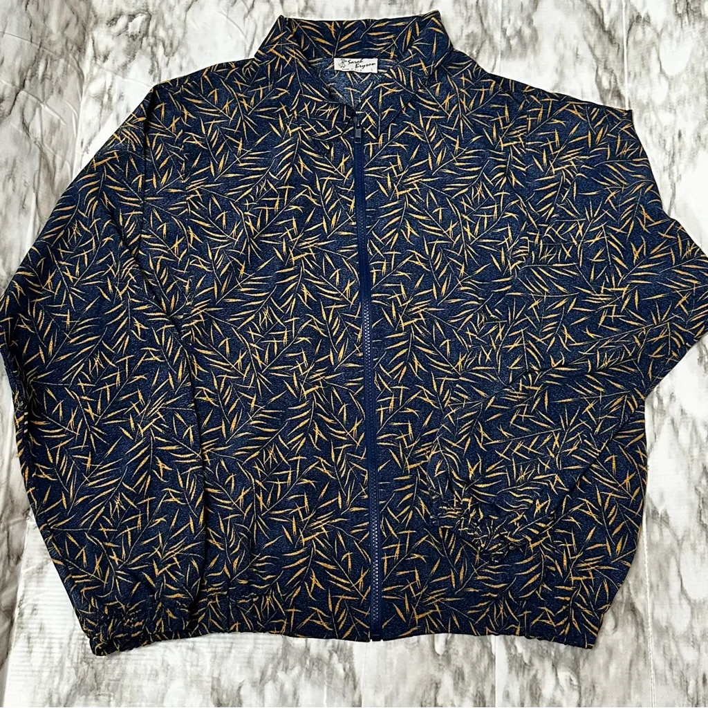 Blue Gold Zip Up Jacket and Pleated Short Two Piece Set Vintage 90s USA Made Size 12 - Image 9