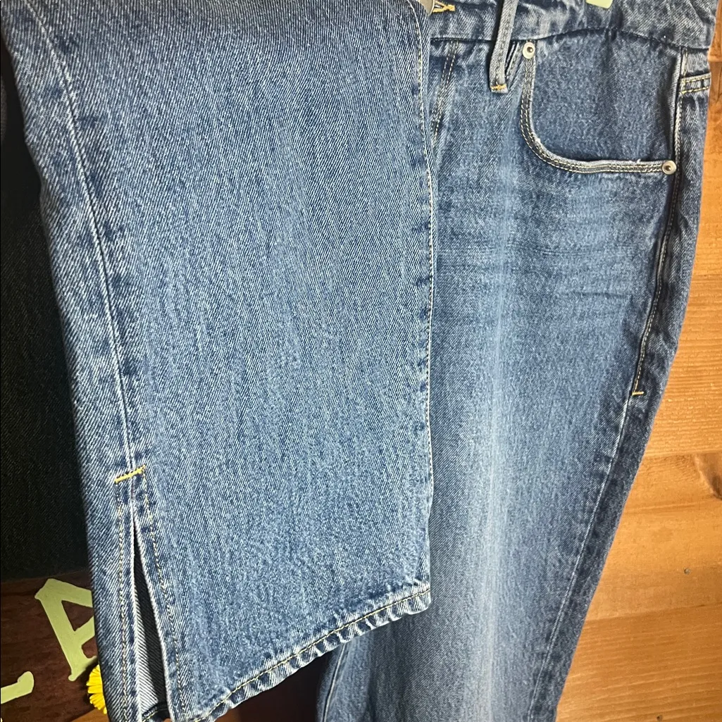 Good American Good Boy High Rise Side Slit Denim Jean Light Wash 12 /31 Curvy - Image 8