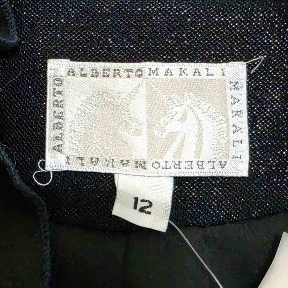 Alberto Makali Glittery Iridescent Ruffled Long Sleeve Blazer Jacket Blue 12 NEW - Image 5