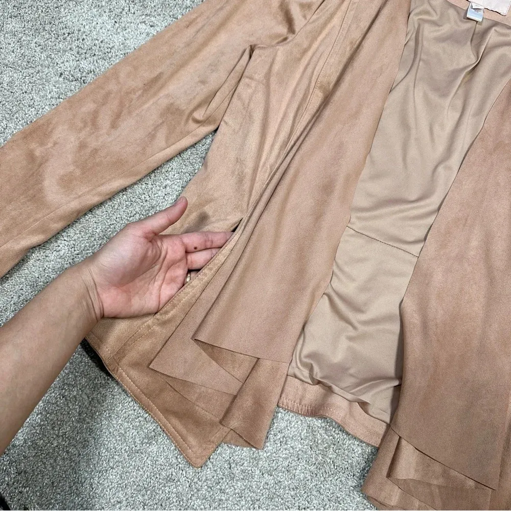 Anthropologie Hutch Open Jacket Blazer Faux Vegan Suede in Peachy Beige Size S - Image 8