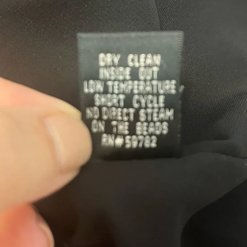 Adrianna Papell Occasions Halter Silk Dress Black & White Print Beaded sz. 8 - Image 9