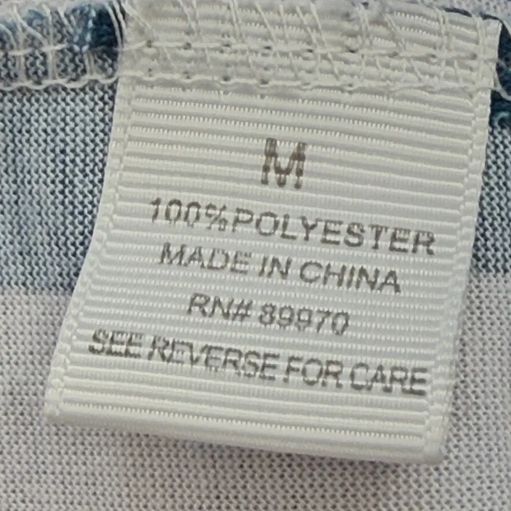 Eden & Olivia Short Sleeve Blue White Striped Button Up Tie front Pocket Shirt M - Image 11