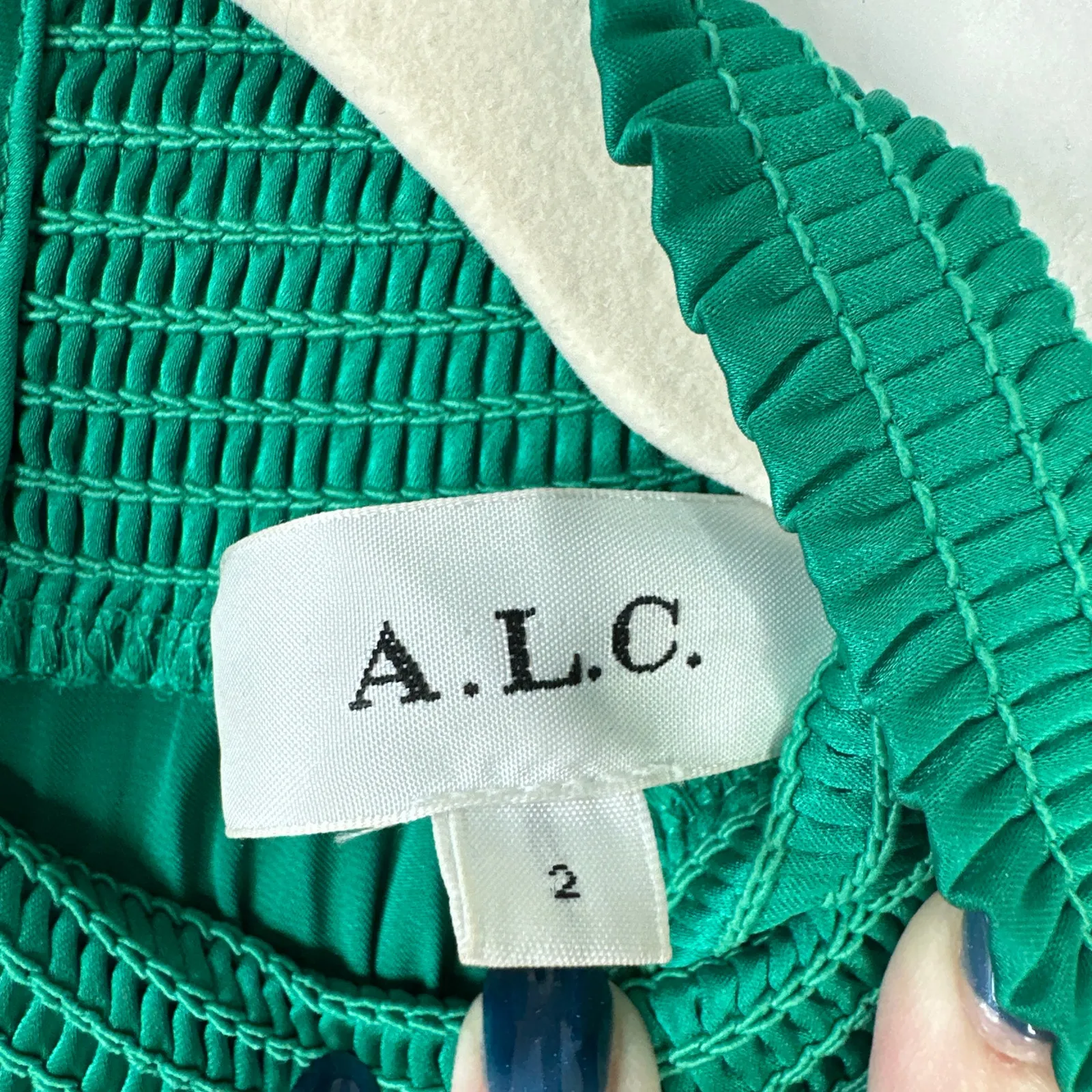 ALC Renzo Pleated Halter Midi Dress Serpent Green Emerald Cocktail Party Satin - Image 6