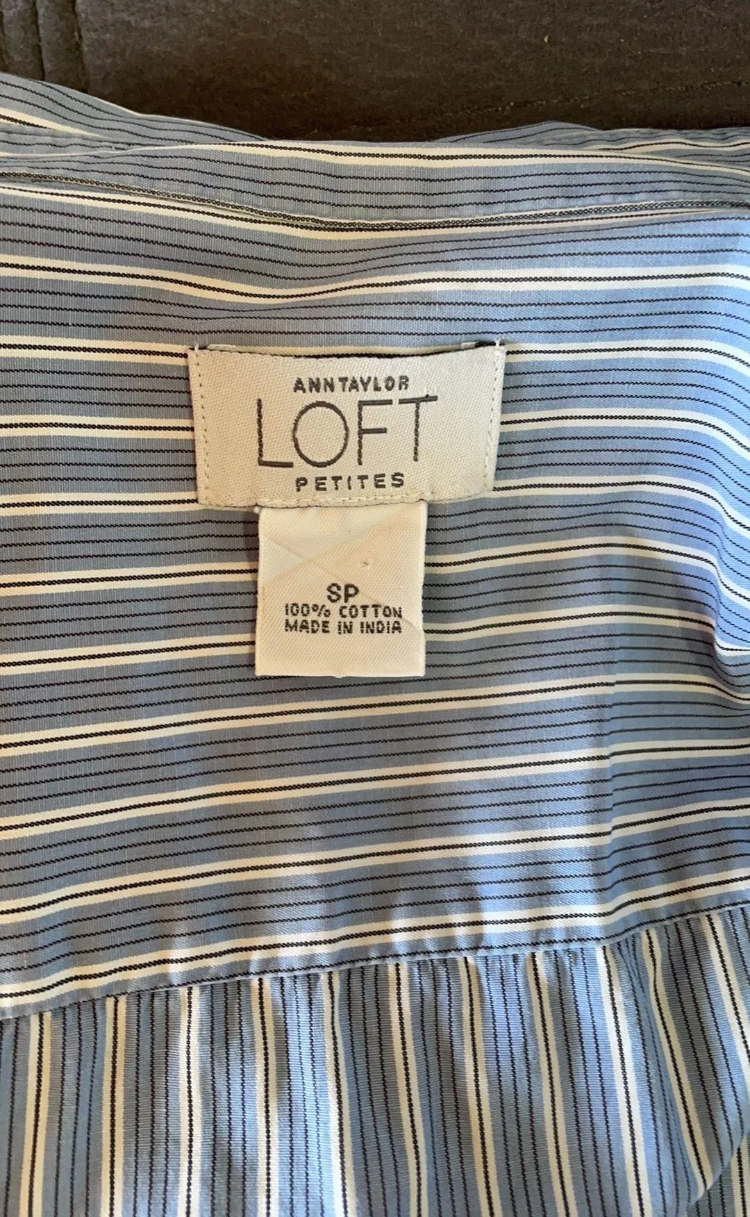 LOFT Blue Striped Button-Down Shirt - Image 7