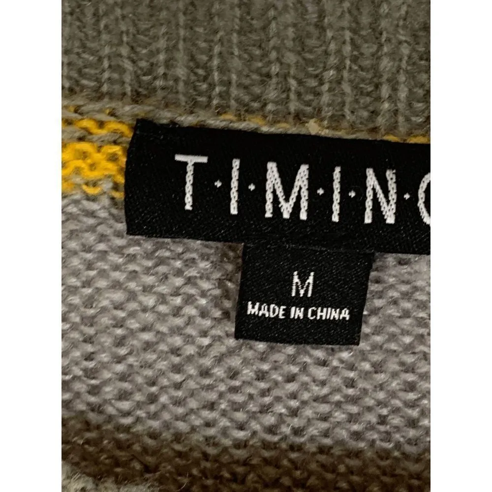 TIMING Women's Tight-Knit Multicolor Stripe Pullover Crop Sweater Size M - Image 2