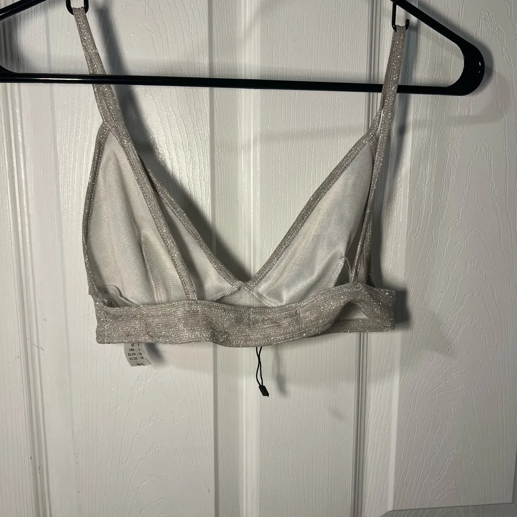 Nasty Gal Shimmering Silver Bralette - Image 2