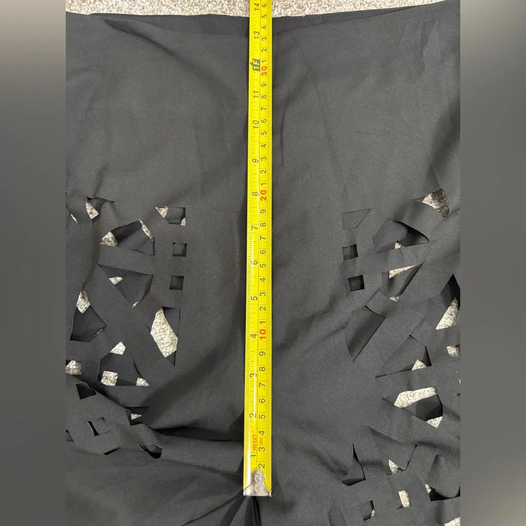 Women’s Casual High Rise High Waist Hollowed Out Cut Out Wide Leg Black Pants Size L - Image 4