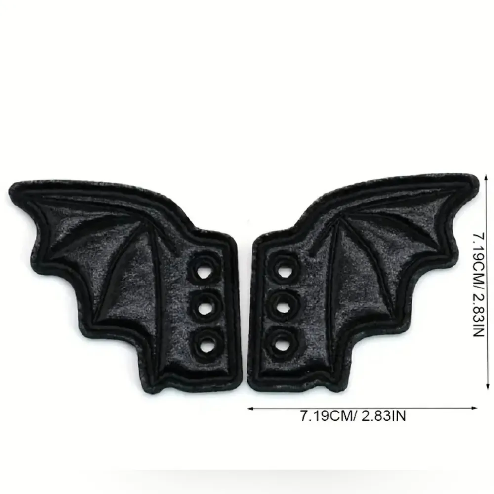 NWT! 2Pc Shoe Decoration Black Bat Shoe Wings Lace Up Accessories For Sneakers - Image 5