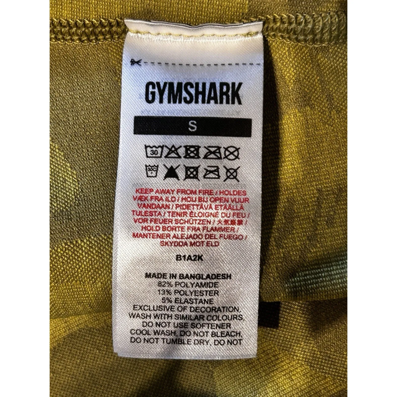 Gymshark Ruched Scrunch Back Seamless Leggings Sz Small Athletic Camo Green - Image 5