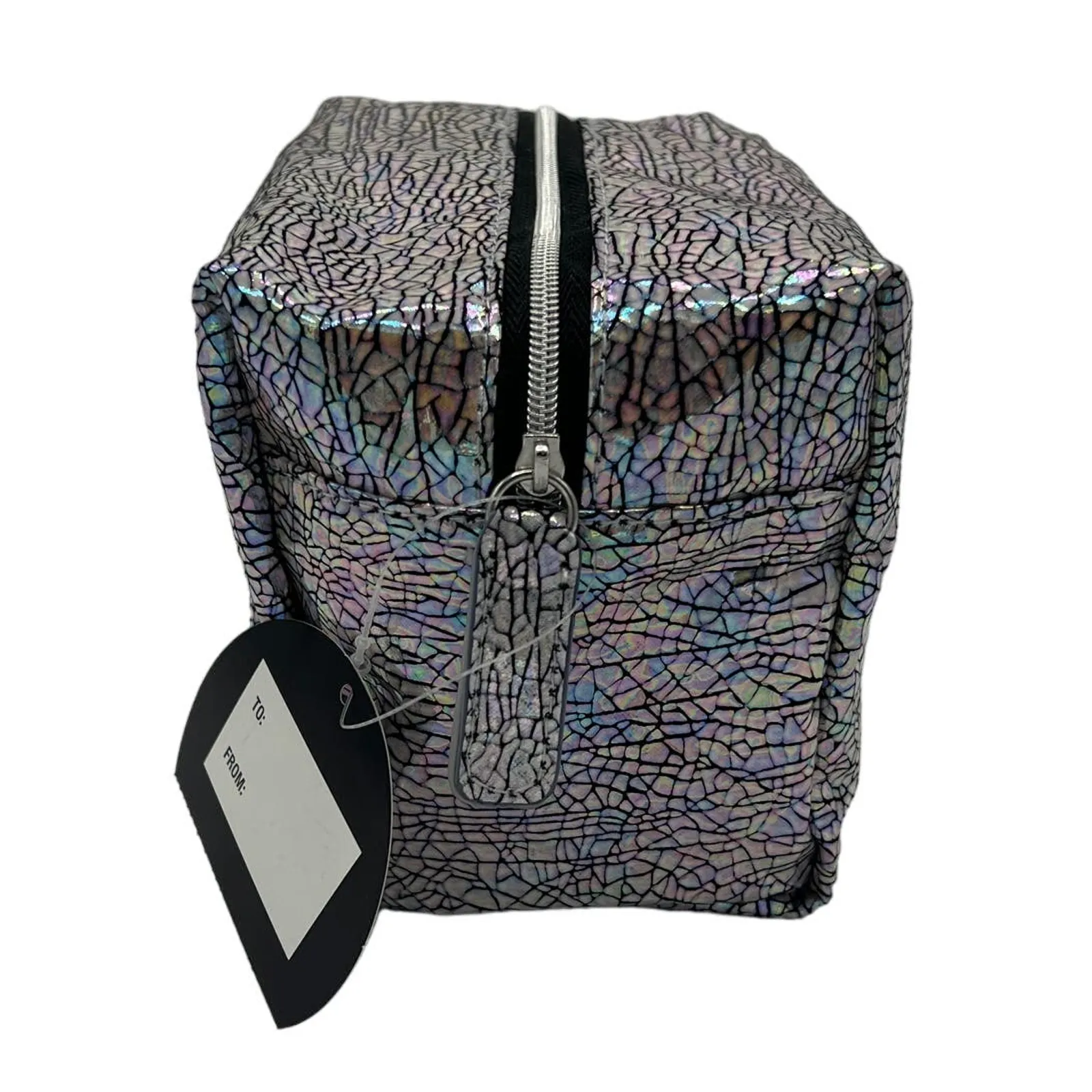 Silver Crackle Beauty Small Zippered Cosmetic Bag - Image 2