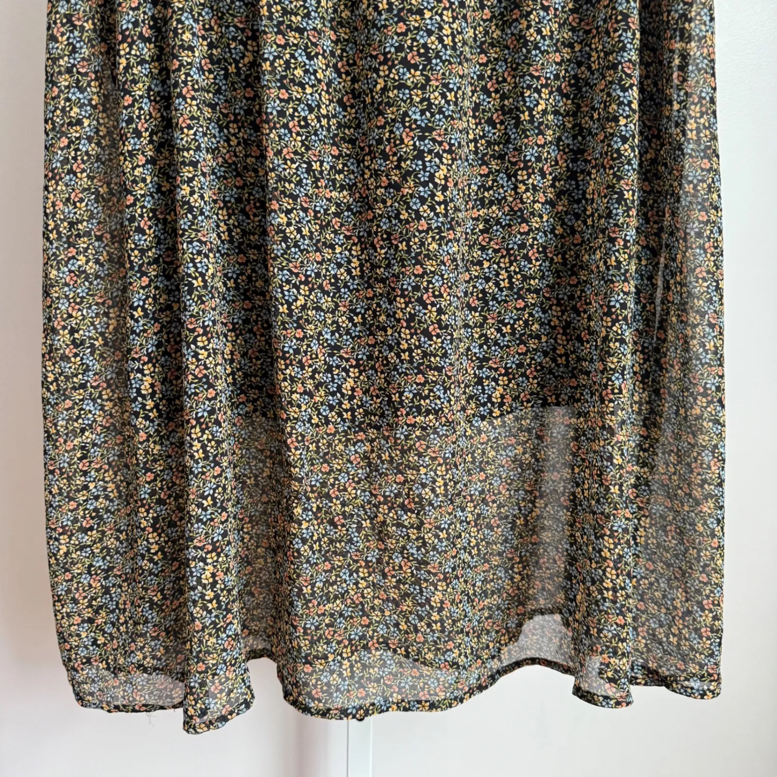 Adriana Papell skirt size XL floral midi‎ smocked waist, Boho black NWT - Image 3