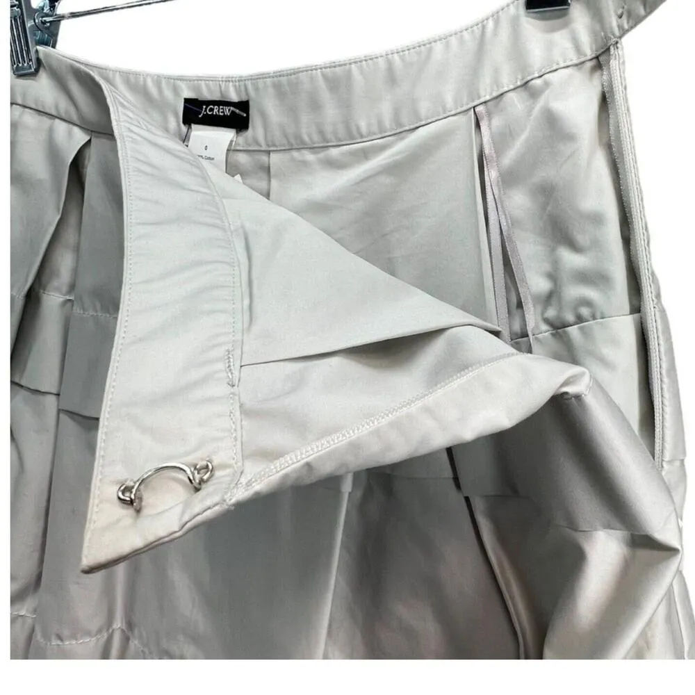 J Crew Y2K Skirt Women 0 Light Gray Sateen Tiered Pleated A Line Preppy Academia - Image 3