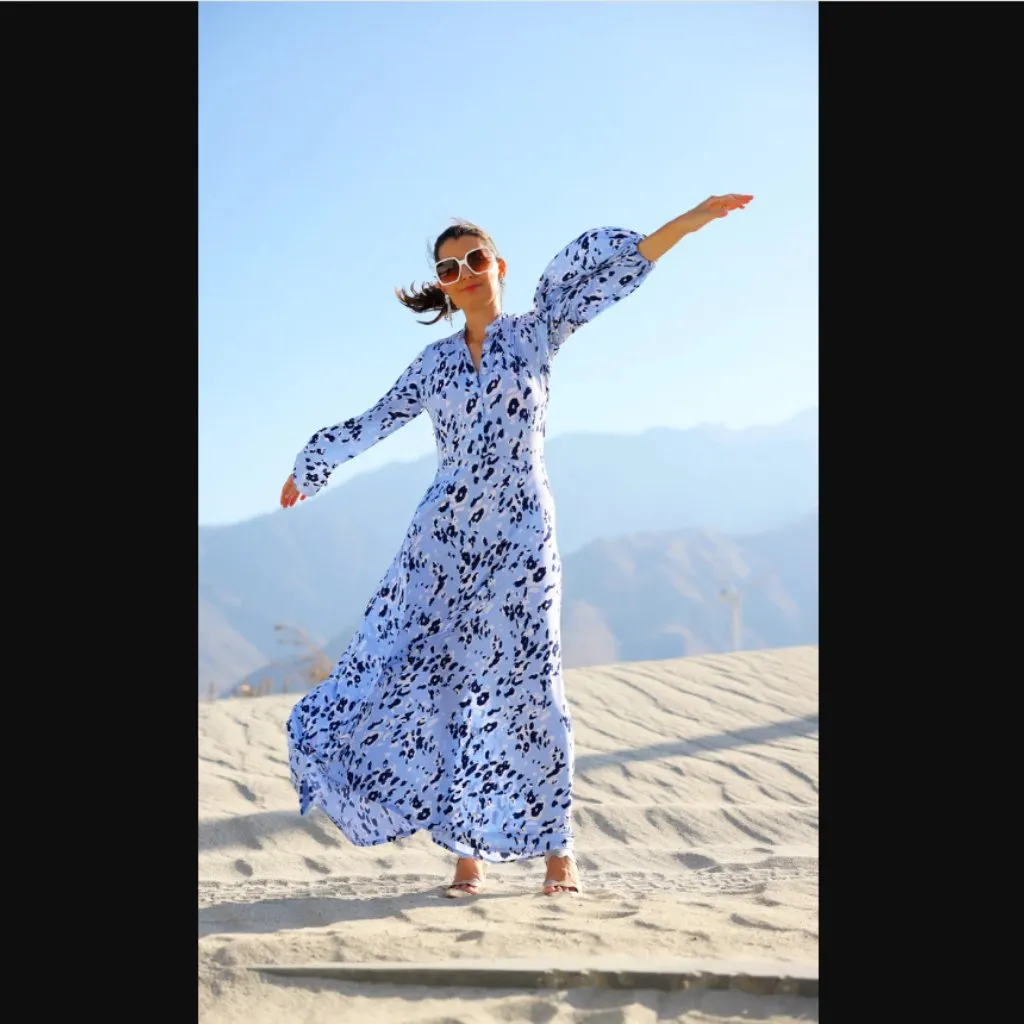 Kelly Golightly Jackie Eau Maxi Dress — Blue Leopard Edition M Size M - Image 5