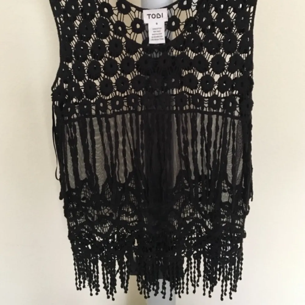 Tobi black fringe crochet tank top - Image 5