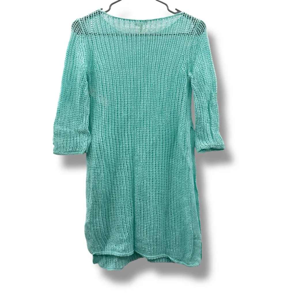 Eileen Fisher Organic Linen Light Blue Open Knit Slub Tunic Sweater Top Sz S‎ - Image 6