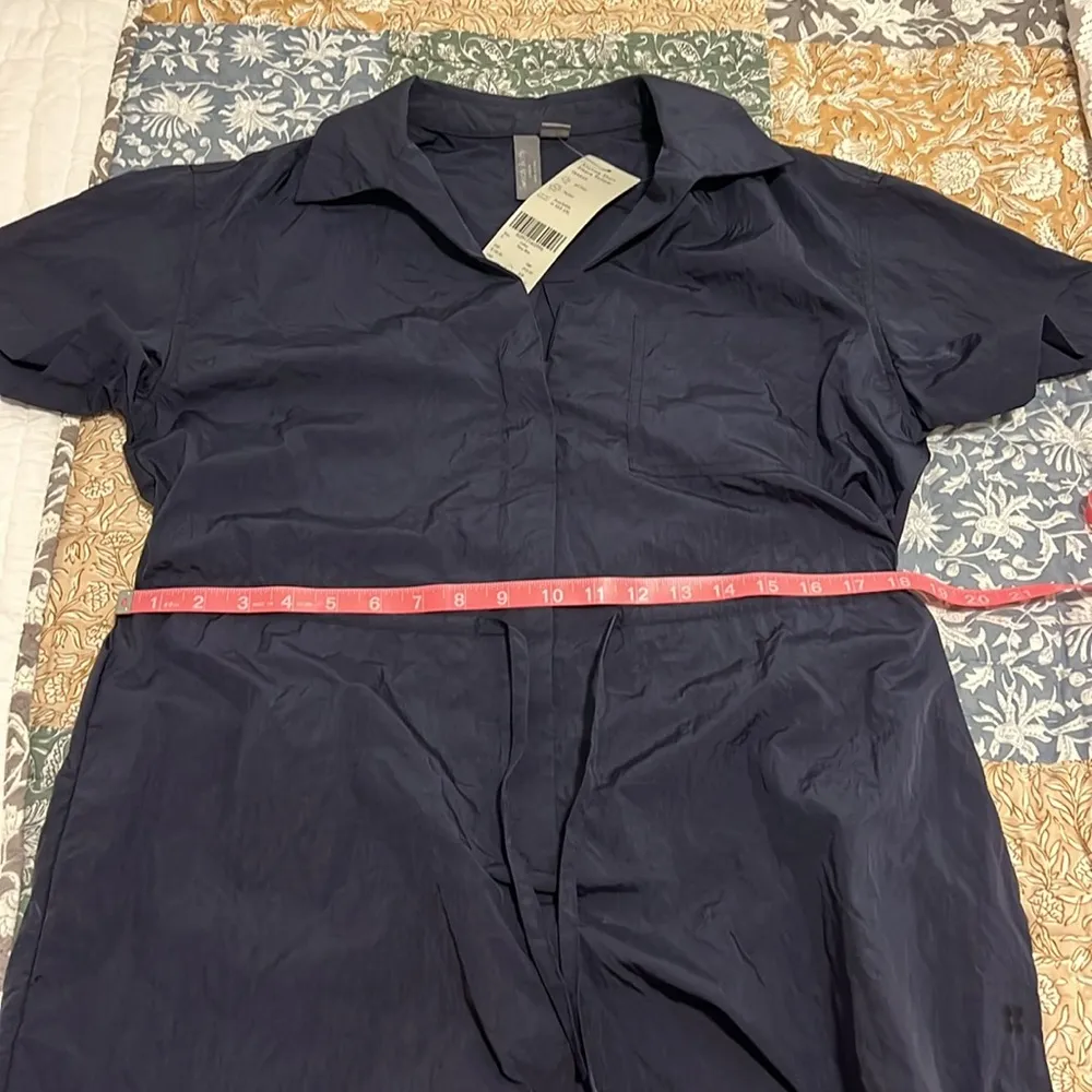 NWT Sweaty Betty Anytime Short Sleeve Romper Navy Blue Nylon Size Small - Image 10