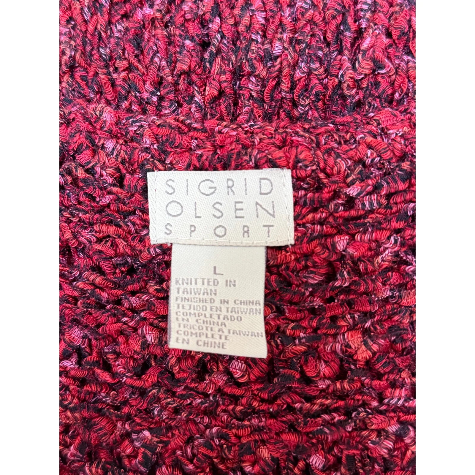 Sigrid Olsen Sport Knit Tank Tunic Womens Large Red Textured Cozy Layering Top - Image 5