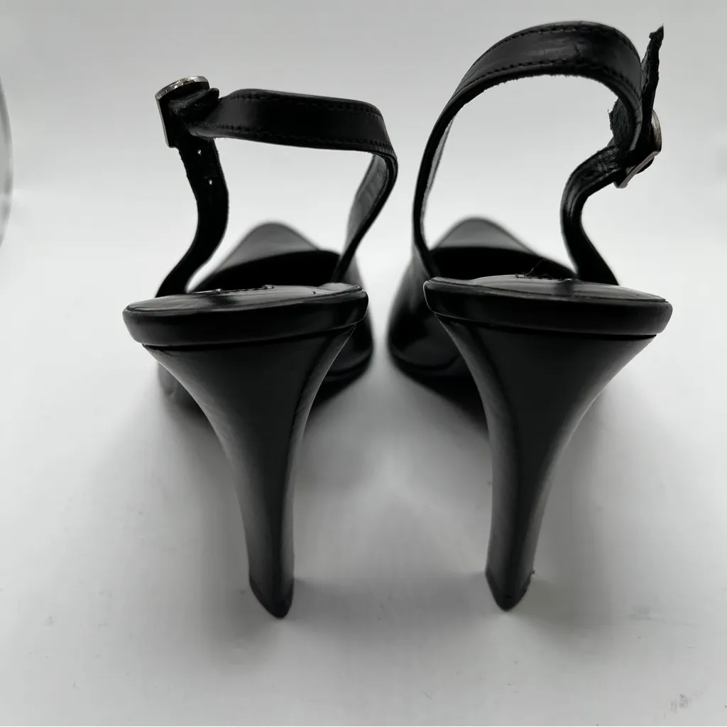 Via Spiga Italy Women's Pump VTG 90’s black leather pointy toe slingback size 6 - Image 6