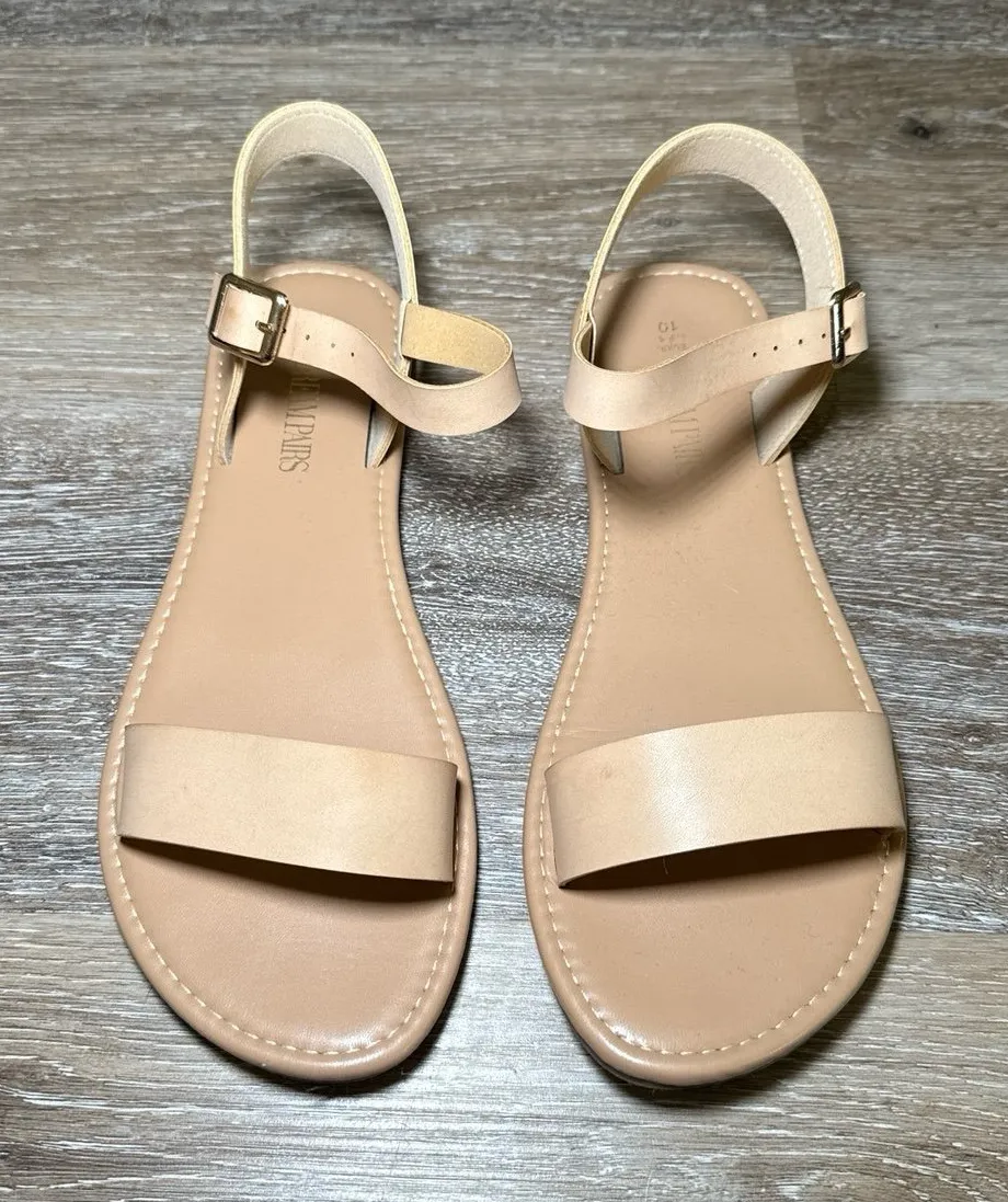 DREAM PAIRS Women's Ankle Strap Flat Sandals Open Toes One Band Buckle‎ Size 10 - Image 1