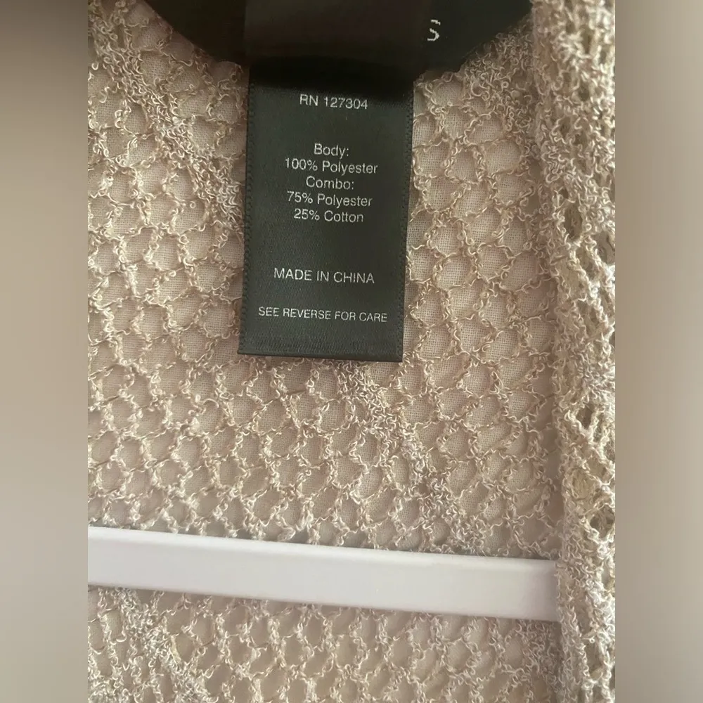 Ali Miles Open Cardigan Womens Small Floral Semi Sheer Knit Crochet Artsy Kimono - Image 9