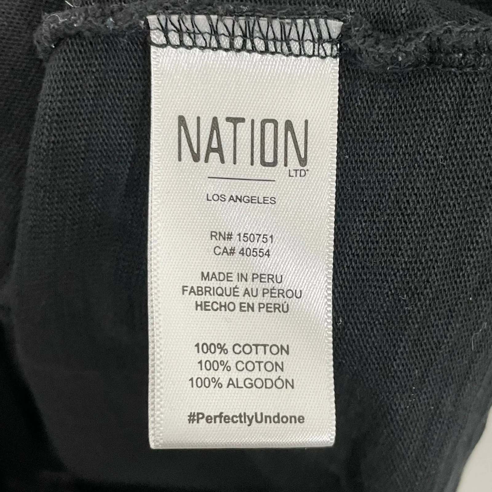 Nation LTD Mallory Black Puffed Sleeve V Neck T Shirt Dress Size‎ S Made in Peru - Image 7