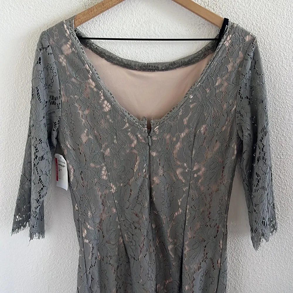 NWT Nordstrom Soieblu Gray Lace Modest Dress Mother of the Bride Wedding Event L - Image 7