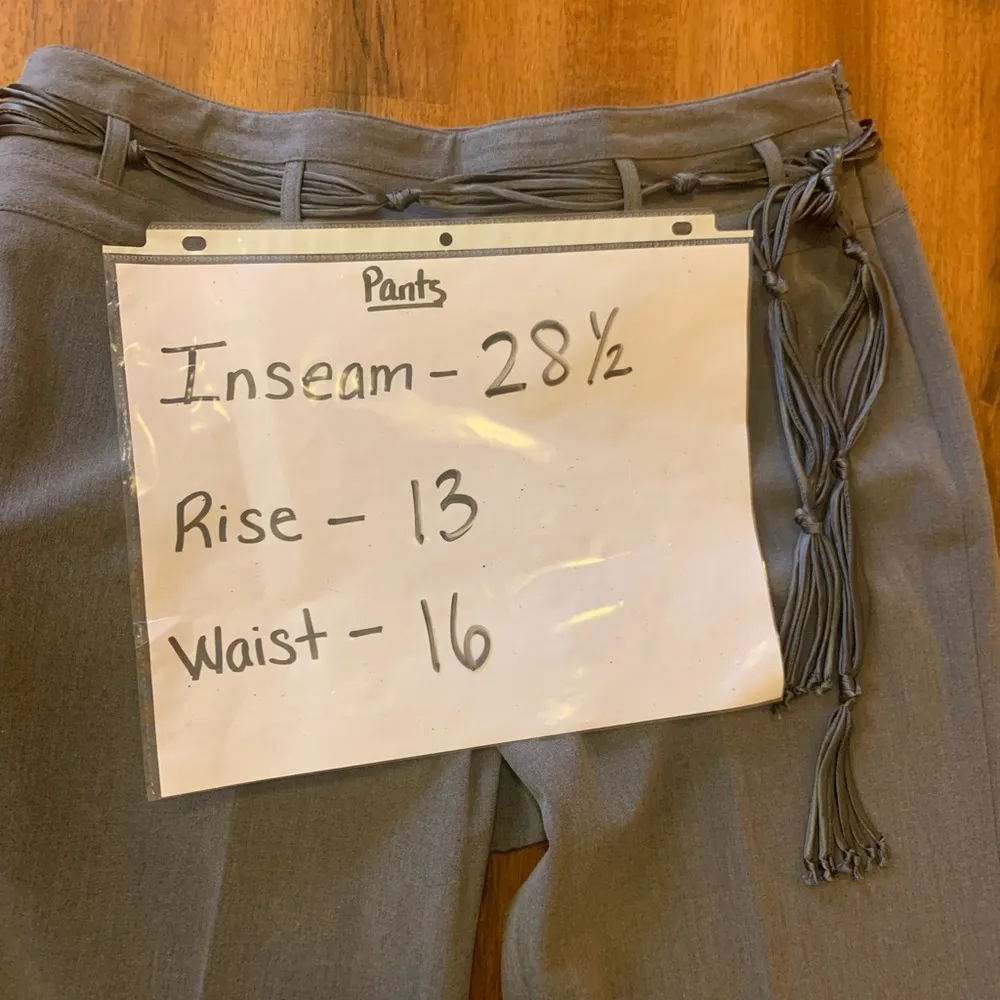 Tailor B.Moss pants 12 Petite Gray Satin Tie Belt Straight leg slacks t… Size 12P - Image 6