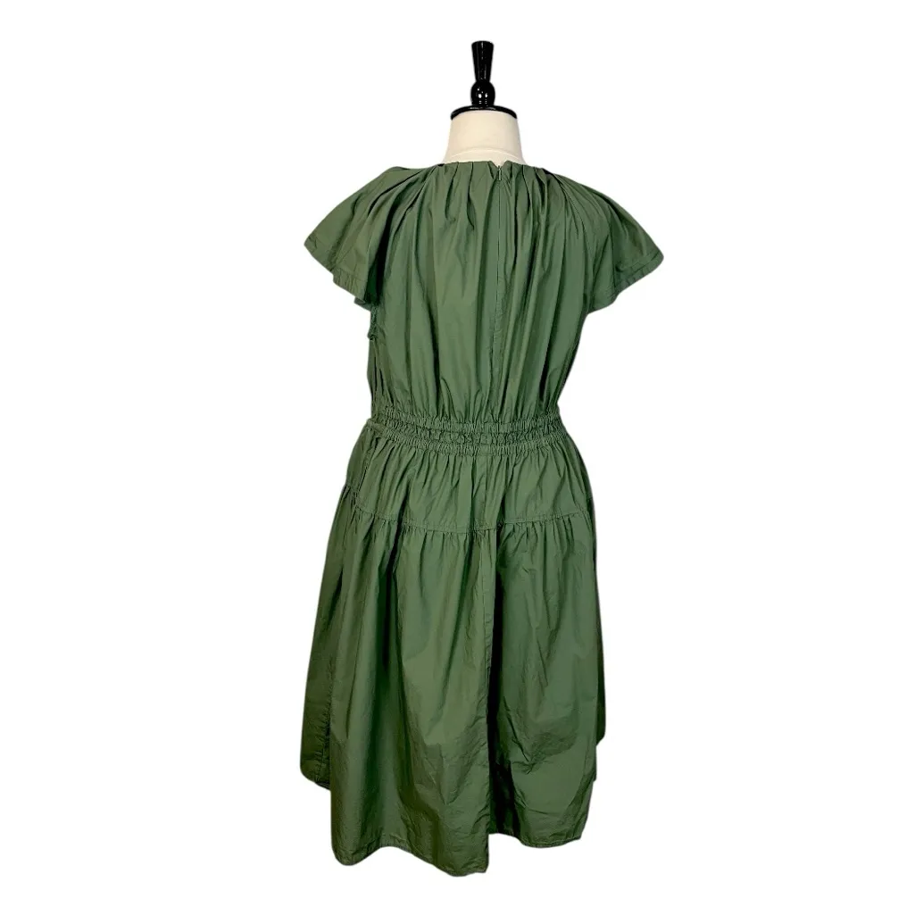 Lane Bryant Midi Dress Poplin Cotton Smocked Waist Olive Green Women’s Size 20 - Image 4