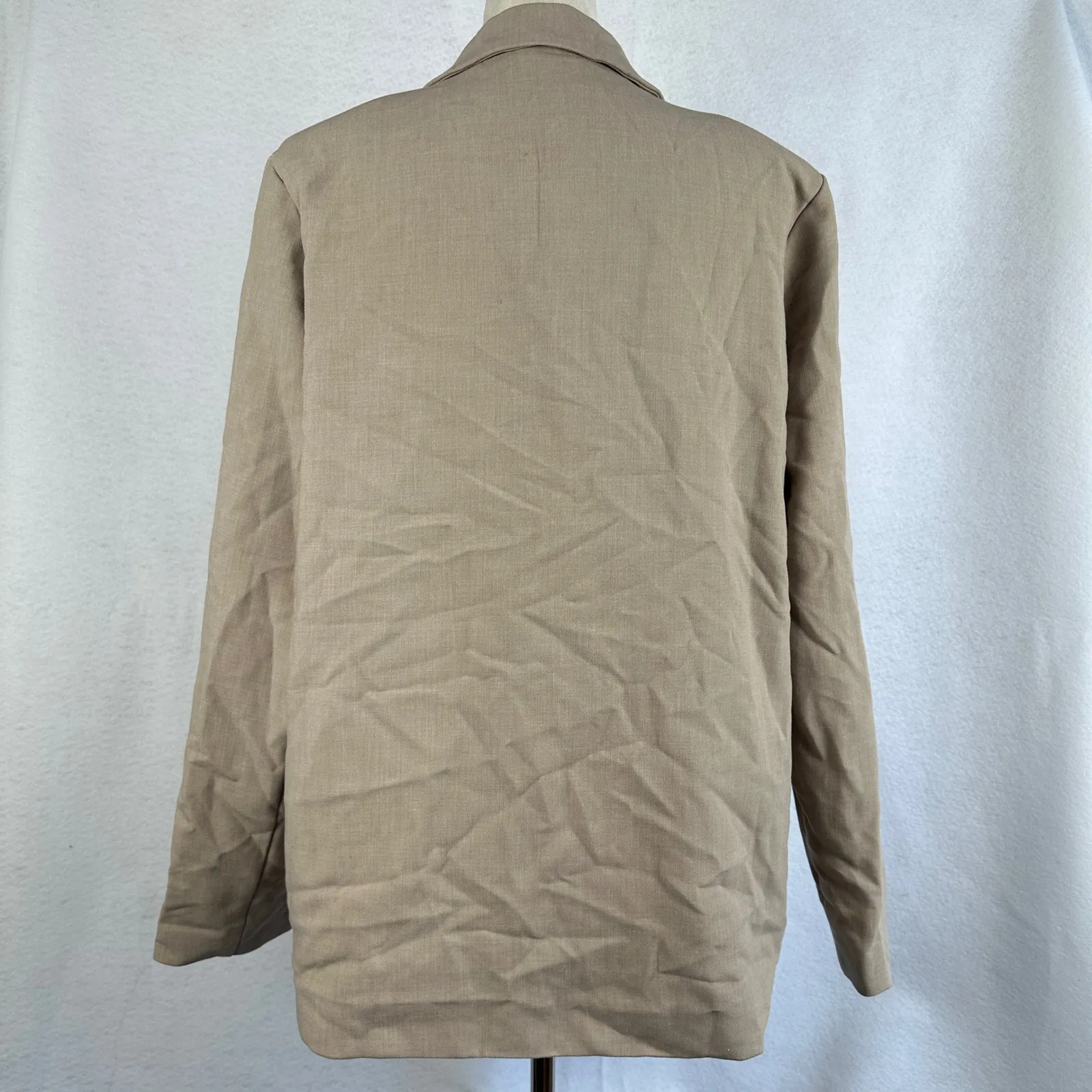 New PRETTYLITTLETHING Oatmeal Oversized Dad Blazer Womens 4 Casual Chic‎ - Image 6