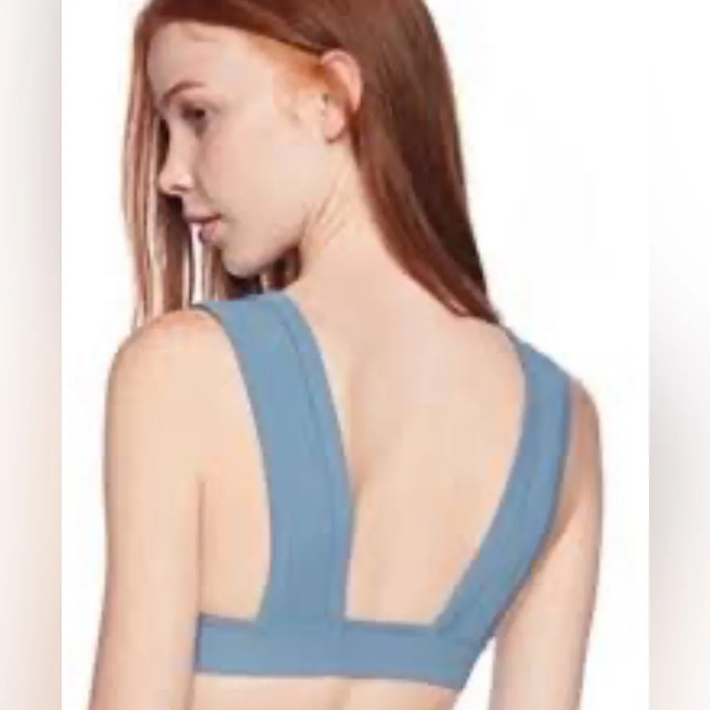 Hurley Quick Dry Embroidered Banded Blue Surf Top Swim Bikini Top New XS $75 - Image 2