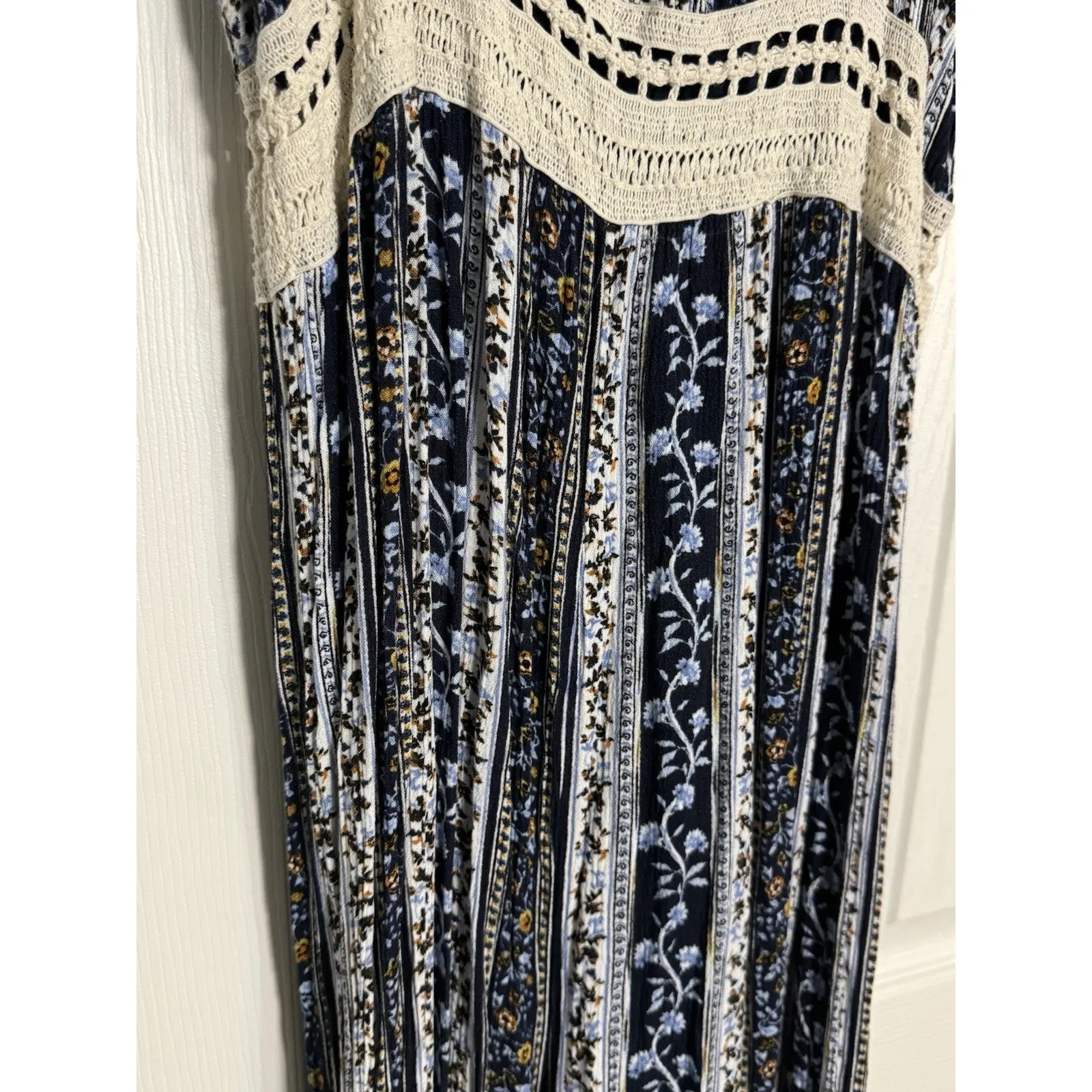 Justify Blue/White Jumpsuit, Crotchet Cut Middle, Split Leg Sides, XL - Image 5