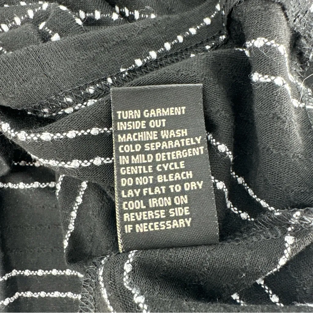 DG2 Diane Gilman Shirt Size Small‎ Black Ruffle Pull On Oversized White Stripe - Image 8