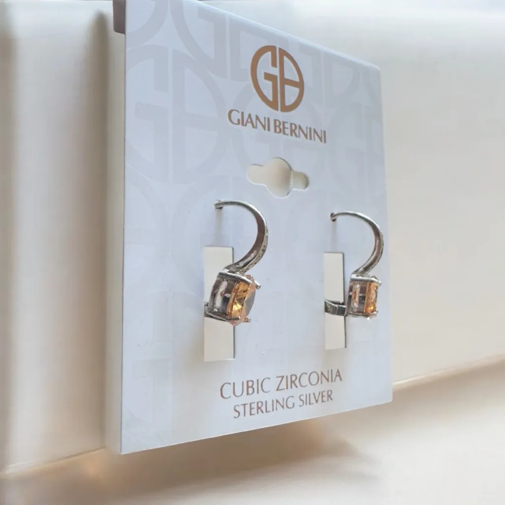 New Giani Bernini Champagne & White Cubic Zirconia Drop Earrings in Sterling - Image 4