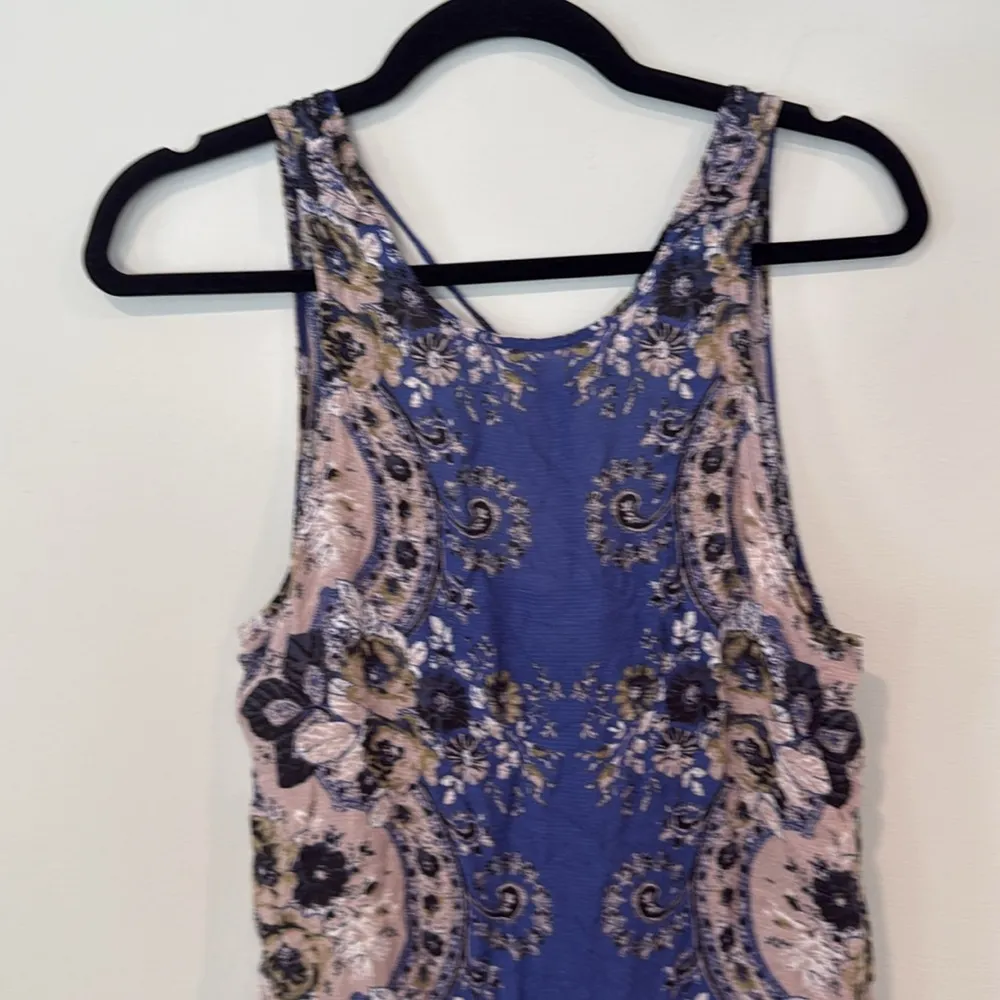 Free People Printed Dobby Dot Flouncy Hem Slip Boho Floral Dress size  XS - Image 3