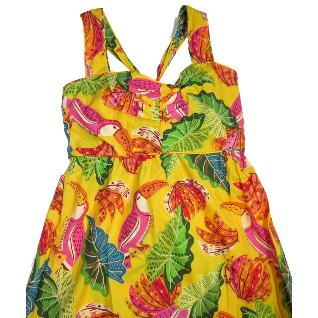 NWT FARM Rio Beaks & Bananas Maxi in Yellow Cotton Bow Back Tank Dress L $235 - Image 5