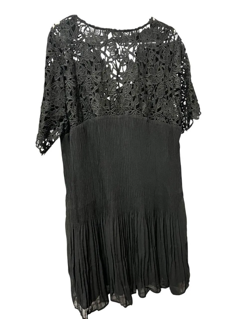 ODDŸ Crinkle Skirt Dress Womens Plus 3XL Black Lace V - Image 3