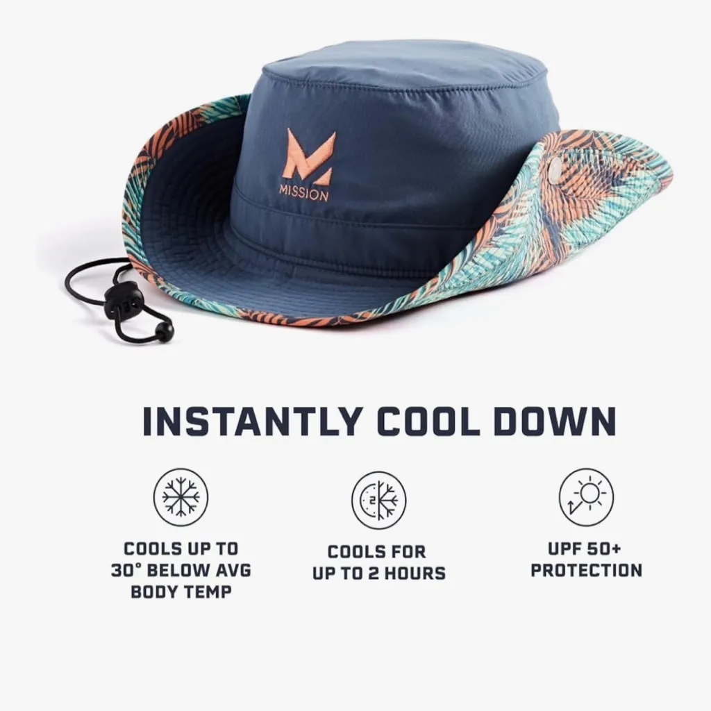 NEW Mission 2 hour Cooling Bucket Hat UPF 50 Unisex Sea Palm Foldable Wide Brim - Image 10