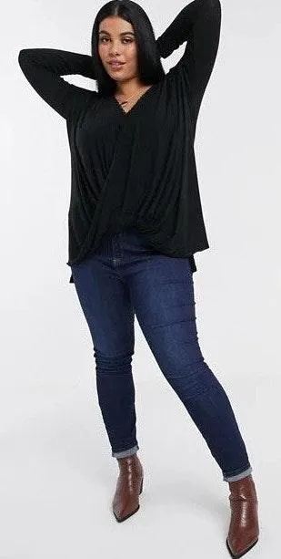 Vero Moda Wrap Lace Trim T-Shirt - Image 3