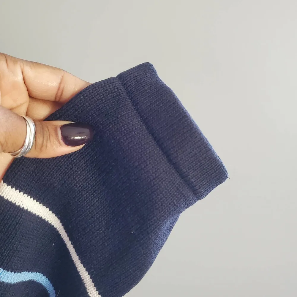 Liz Claiborne Crazy Horse Blue Striped Knit Nautical Sweater Size M - Image 6