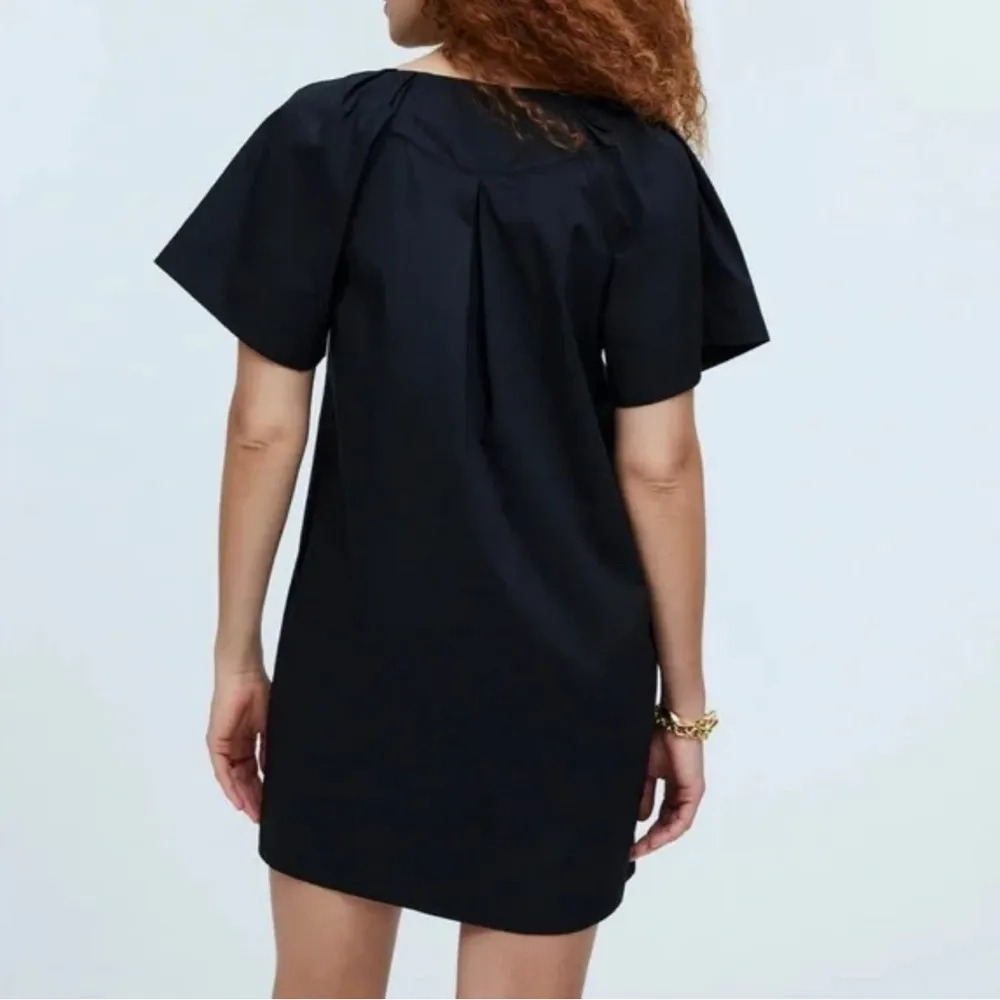 V-Neck Mini Shirt Dress in True Black Size Medium - Image 4