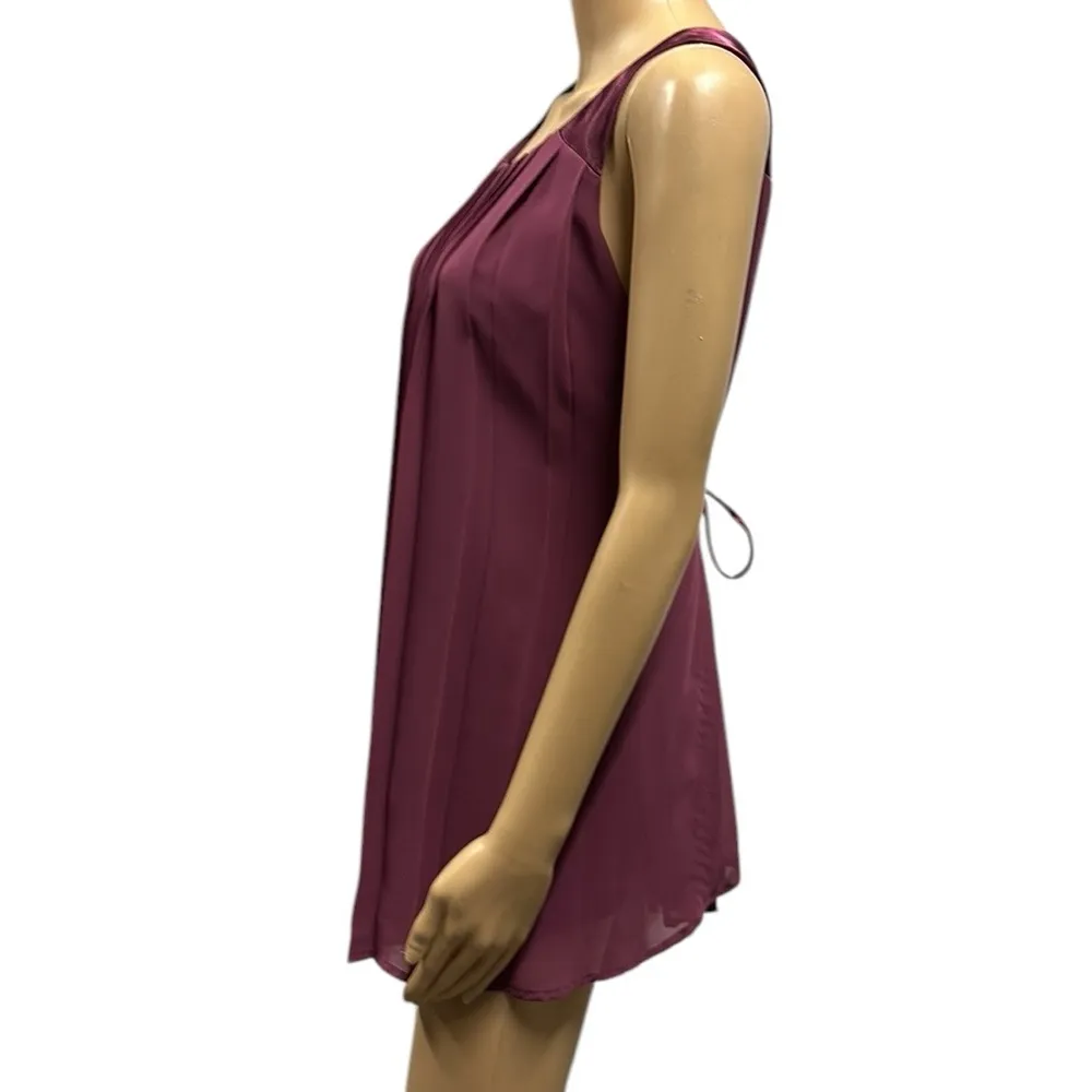 Liz Lange Maternity Sleeveless Pleated Overlay Tie Belted Waist Blouse Small - Image 4